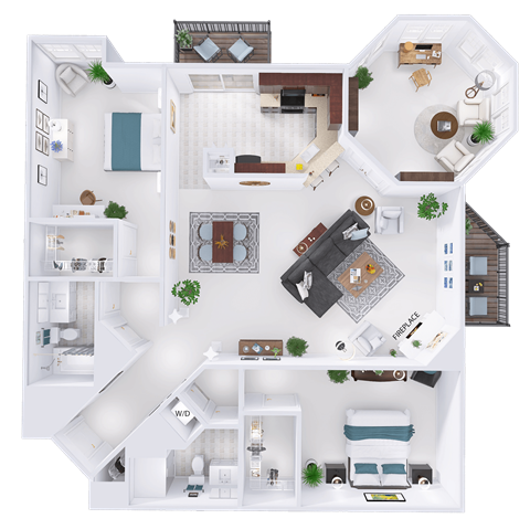 a floor plan of a house with bedrooms and a living room